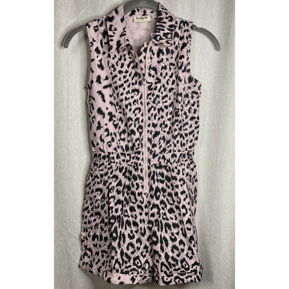 Kidpik Sleeveless Pink Leopard Zip Romper - Girl's Size 12 (L) - NWT - Picture 1 of 7